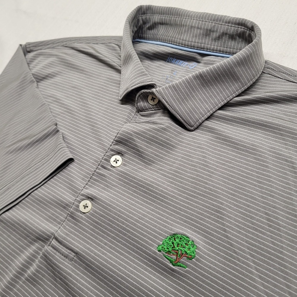 Johnnie O Polo Shirt Mens XL Gray Striped Short Sleeve Performance Golf Stretch